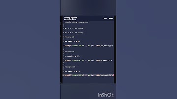 Perform Binary Operations in Python. #python #code #py #coding #pythonprogramming #developer #html