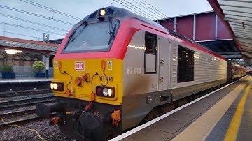 1W19 Cardiff Central to Manchester Piccadilly TFW class 67 014 and DVT departing Crewe platform 6