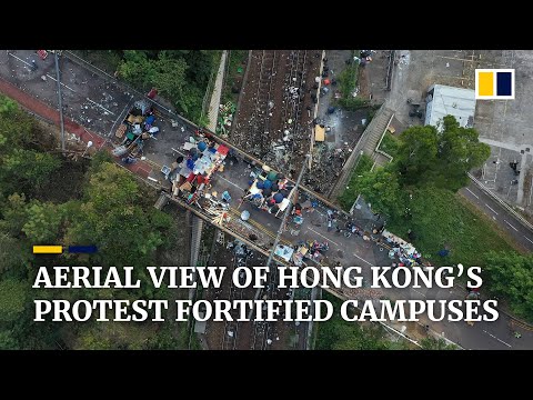 A bird's-eye view of Hong Kong universities turned into fortresses during protests