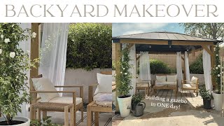 BACKYARD MAKEOVER + REVEAL || SPRING OUTDOOR DECORATING + BUILDING A SUNJOY GAZEBO