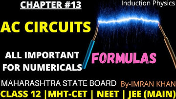 Important formulas | Chapter-13 | AC CIRCUITS | Class 12 | HSC Board | Induction Physics |