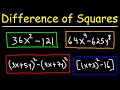 How To Factor Difference of Squares - Algebra