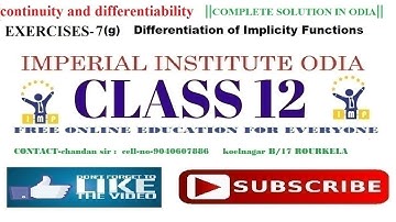 EXERCISES 7(g)||Differentiation in implicitly method||CHSC||Elements of Mathematics-vol-2