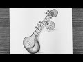 How to draw veena drawing  vasant panchmi drawing  step by step  pencil drawing easy