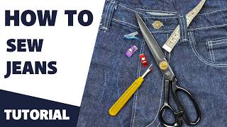 How to sew Jeans | Full Beginner Step-by-Step Baggy Jeans tutorial