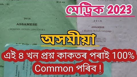 Assamese 100% Common Questions HSLC 2023 // HSLC Final Exam SEBA 2023 // Assamese Important Question