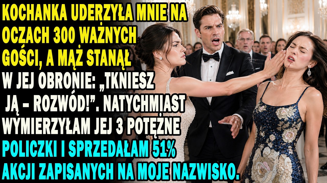 Jego kochanka publicznie spoliczkowała mnie na oczach trzystu osób, a mój mąż tylko powiedział: „Sylwio, nie rób scen”. Stałam tam, czując piekący ślad na policzku, podczas gdy on patrzył na nią z...