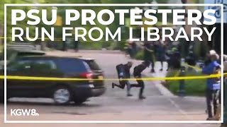 Watch: Portland State protestors run from the library, some arrested