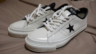 4K CONVERSE ONE STAR J WHITE/BLACK 2016 コンバース ワンスターJ 白黒 復刻