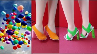 diy mini balloon shoes | Làm 2 kiểu giày búp bê mini bằng bong bóng | mini world