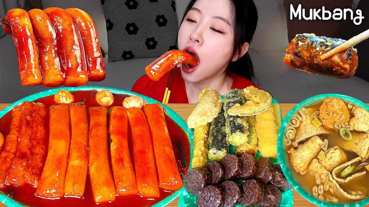 쫀득쫄깃 시장표 빨간 쌀 떡볶이먹방!! 순대,튀김 떡볶이양념에 푹푹 찍어👍🏻(ft.소주생각나는 어묵탕) ㅣTteockbokki Real Mukbang