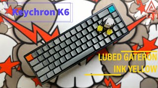 Lubed Gateron Ink Yellow on Keychron K6 (Foam modded with stock stabs)