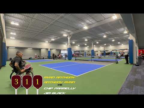 Wheelchair pickleball match between Ryan Anthony/Anthony Ryan Vs Chip Parmelly/Jim Black Game 2