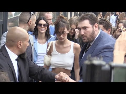 Bella Hadid, Gigi Hadid and Kendall Jenner swarmed by the fans after at the Alberta Ferretti Show in