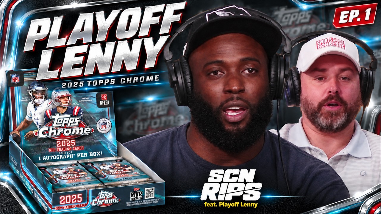 Leonard Fournette Rips 2025 Topps Chrome & Picks His Favorite RBs (featured). Photo by Sports Cards Nonsense