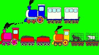 Green screen animasi kereta api warna warni