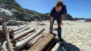 Winter surf delivers driftwood bounty to Monterey Bay artist