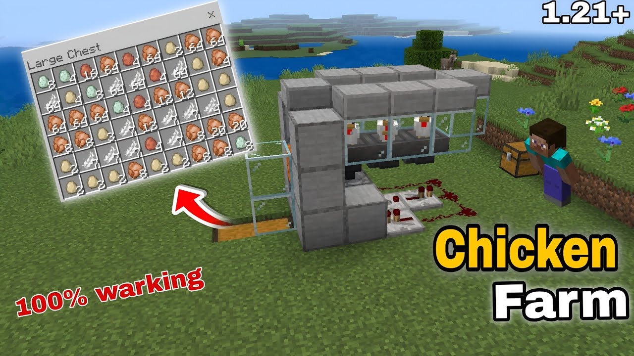 Easy Automatic Chicken Farm in Minecraft (Java & Bedrock) || Unlimited ...