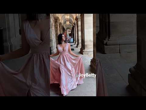 Dancing Queen A-Line V-neck Ruffles Silk like Satin Long Train Pink Prom Dresses