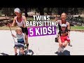 Twins BABY SITTING 5 kids! | The Rybka Twins