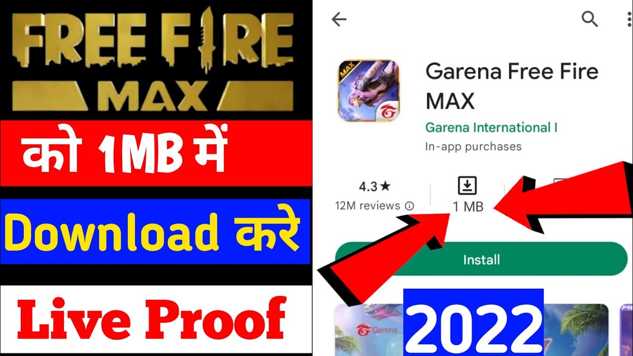 Live Proof  Free fire ko 1mb mein download kaise kare  How to download free fire under 1mb