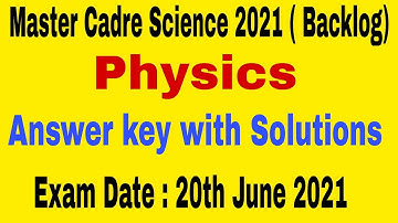 Master Cadre Science 2021 l Physics Answer key l Backlog Posts l Punjab l