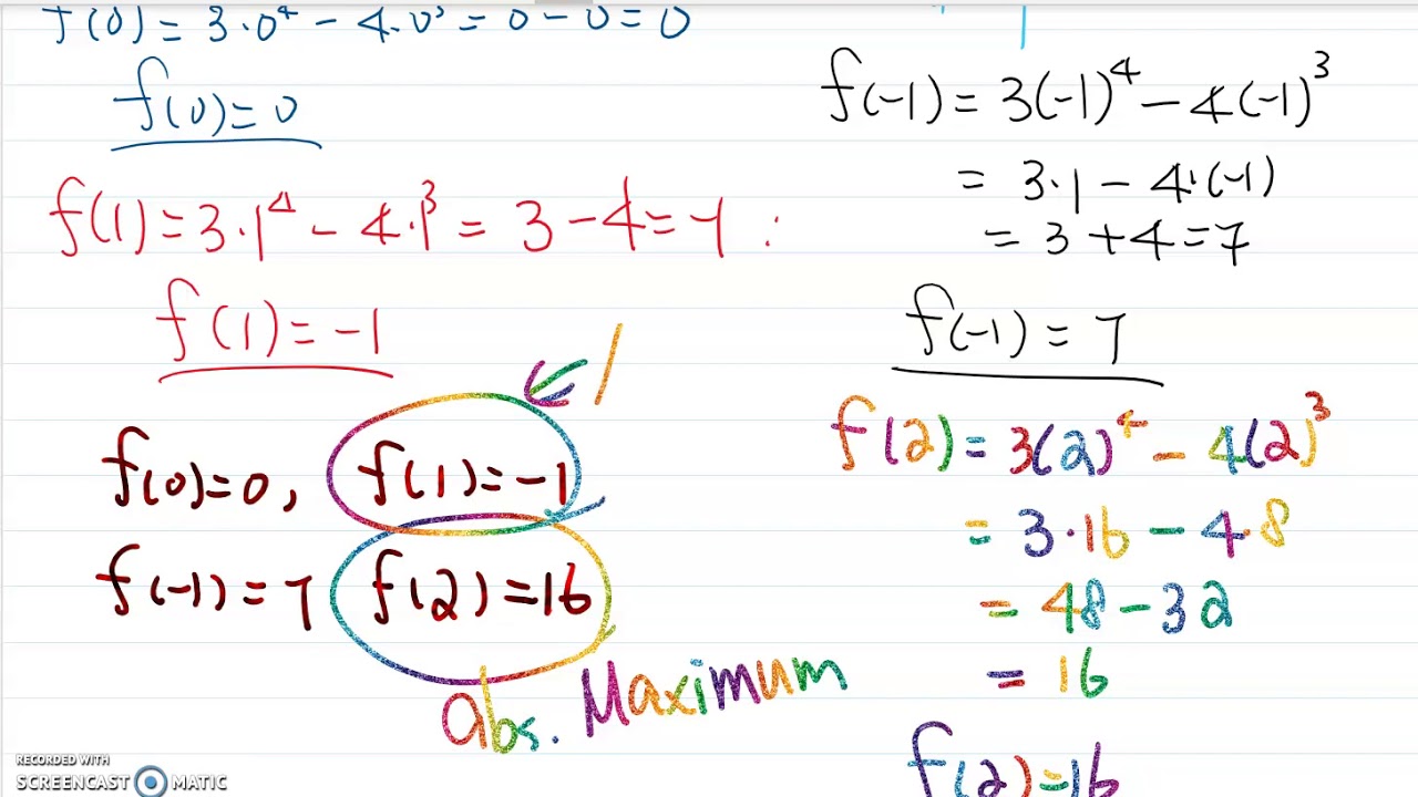 Find the Maximum and Minimum value using the critical value in a closed ...