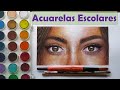 Cómo pintar ojos realistas con acuarelas ESCOLARES - Explicado desde el BOCETO