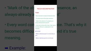 Trace in Deconstruction|Deconstruction Literary theory youtube youtubeshorts viralshortsytshorts