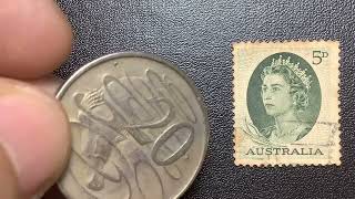 1967 Queen Elizabeth ll 20 cents error, Australia 1963 5d Postage Stamp