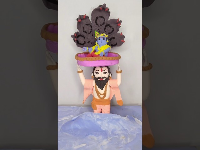 DIY clay Krishna & Vasudev ji River Crossing 🙏 #shorts class=