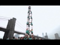 Human Tower Build in front of Brooklyn Bridge