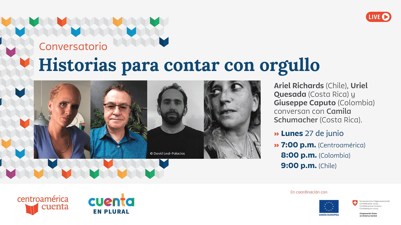 Ariel Richards (Chile), Uriel Quesada  (Costa Rica) y Giuseppe Caputo  (Colombia) conversan con Camila Schumacher  (Costa Rica)  sobre sus obras y experiencias como escritores que visibilizan el mundo de las diversidades y disidencias sexuales en Hispanoamérica.<br />#pridemonth #pride2022 #CAC22<br /><br />Conectá con el Centroamérica Cuenta:
<br />Facebook: https://www.facebook.com/festivalcac
<br />Twitter: https://www.twitter.com/cacuenta
<br />Instagram: https://www.instagram.com/cacuenta
<br />Flickr: https://www.flickr.com/centroamericacuenta