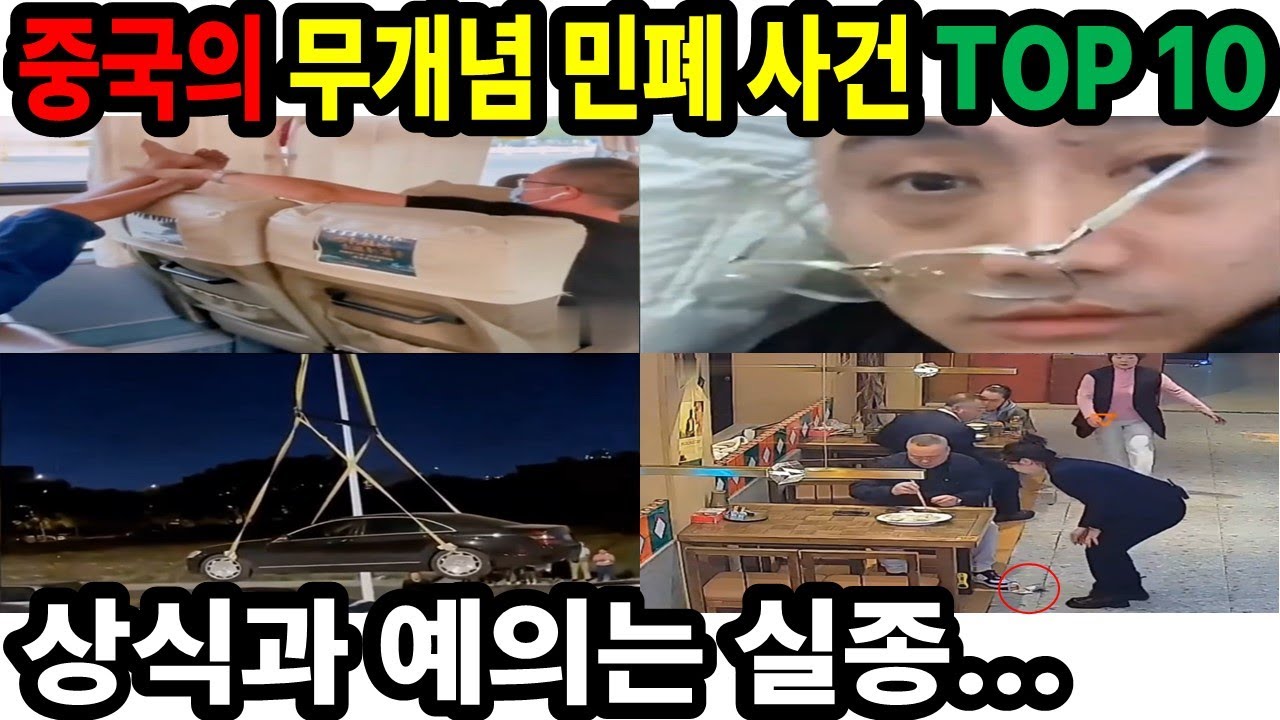 [중국반응] 중국의 무개념 민폐 사건 TOP 10… 상식과 예의는 실종