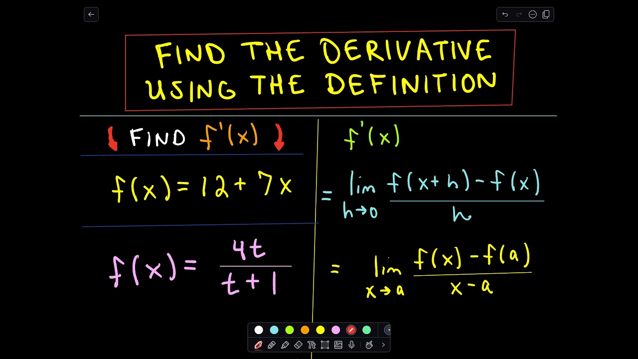 Finding A Derivative Using The Definition Of A Derivative Youtube