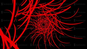 Abstract flight of colored lines on a black background that rotate and form a tunnel. Animation