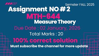 MTH644 Assignment no .2 solution FALL 2025 |100% correct