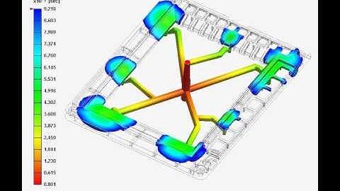 Moldex3D Filling Animation - Frame with runner design