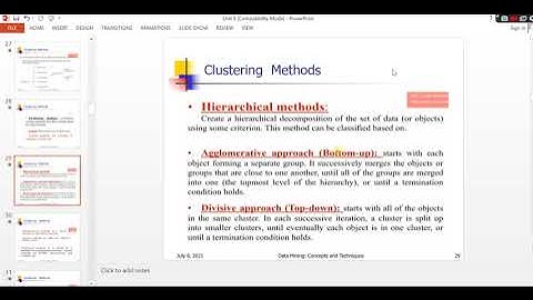Major partitioning of clustering methods