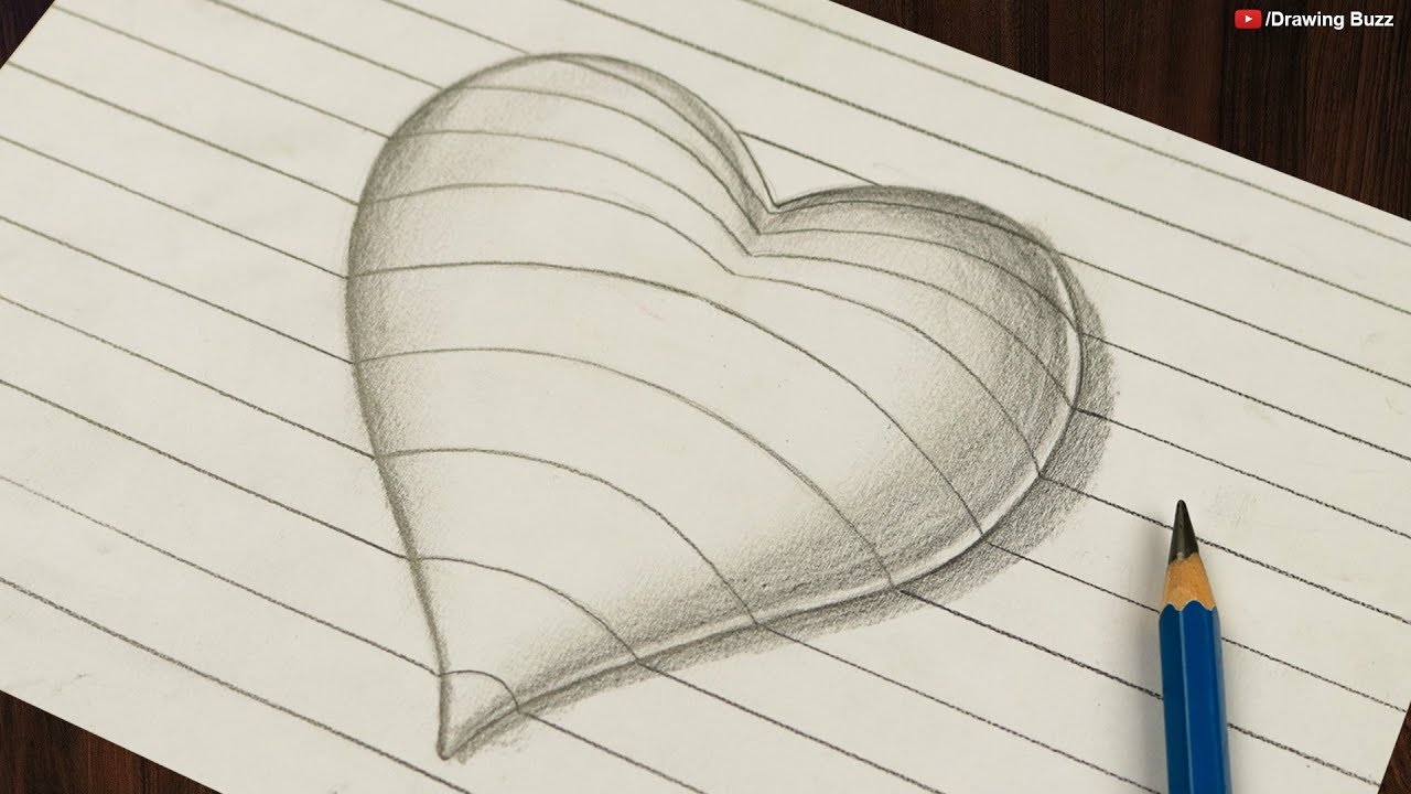 3d Drawing On Lined Paper