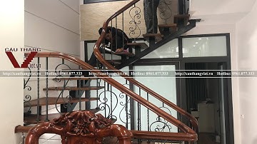 Mẫu cầu thang xương cá lan can sắt mỹ thuật đẹp ở Phúc Lợi Long Biên