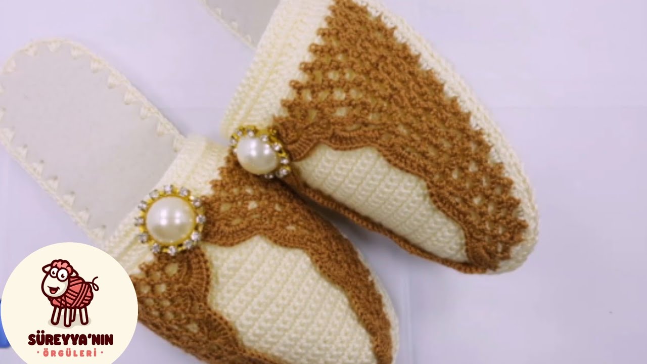 dantel modelli çeyizlik ev terliği yapımı /tığ işi terlik yapımı /