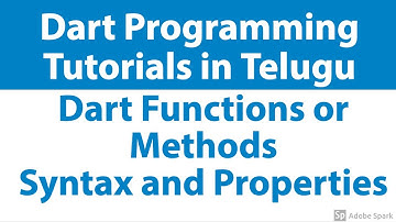 #16 - Dart Functions or Methods. Syntax and Properties | Dart Programming language Tutorials telugu