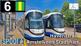 Cabinerit Tram 6 (Amsterdam) | Havenstraat - Station Zuid - Amstelveen Stadshart (Tram Driver&#39;s POV)