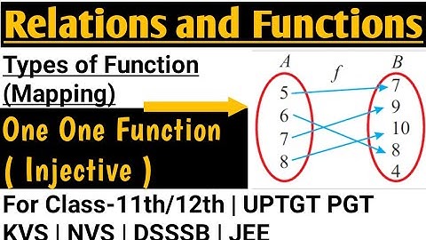 Types of Function | One One or Injective Functions | Class-12th NCERT | UPTGT PGT/KVS/NVS/DSSSB/JEE