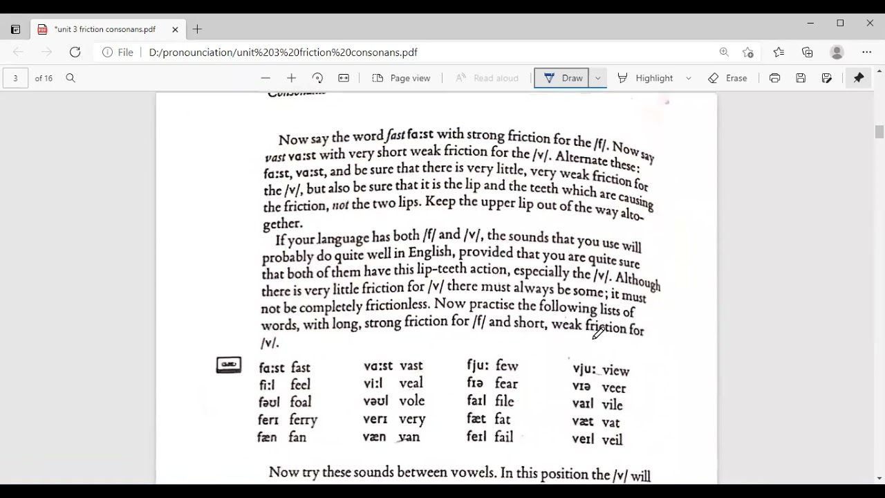 لغات انكليزي مرحلة اولى مادة الصوت محاضرة الفصل الثالثPronunciation 9 Friction consonants