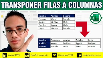 Transponer Filas a Columnas en Excel // Cambiar de Filas a Columnas con fórmula en Excel