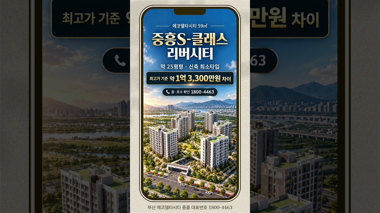 부산 에코델타시티 중흥s클래스 리버시티 인근분양가 대비 얼마나 저렴할까?