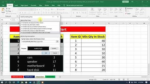 Create 👉 notifications & Remainders 👉 low stock inventory alert 👉 sound alert in excel