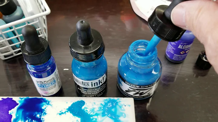 Ink comparison - (Acrylics)  Daler Rowney, Liquitex, (Alcohol) Ranger, (Watercolor) Dr. Ph Martin
